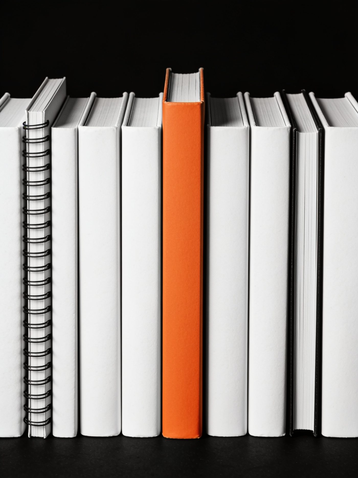 Gebundene Arbeiten – ein Buchrücken in Signal-Orange